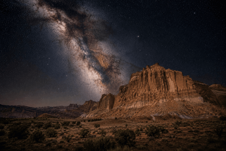 Capitol Reef National Park beneath the Milky Way galaxy