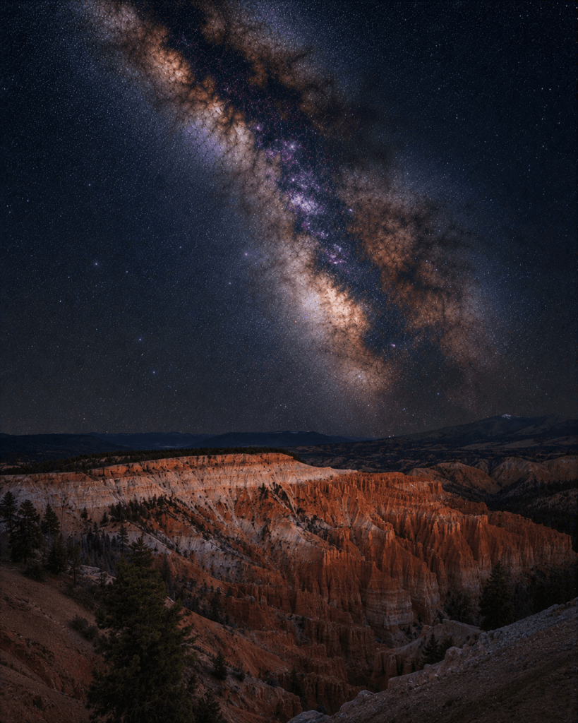 Cedar Breaks National Monument beneath the Milky Way galaxy