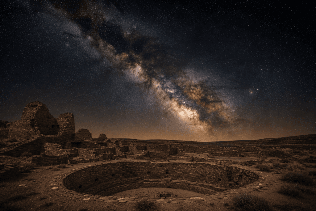Chaco Culture National Historical Park beneath the Milky Way galaxy