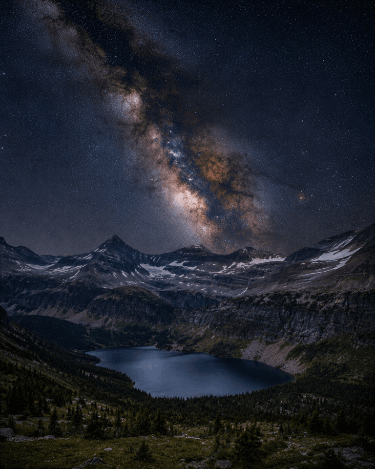 Glacier National Park beneath the Milky Way galaxy