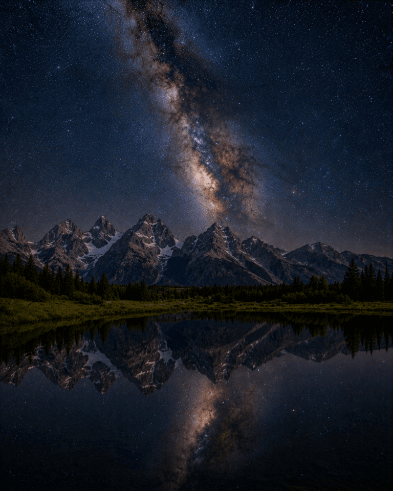 Grand Teton National Park beneath the Milky Way galaxy