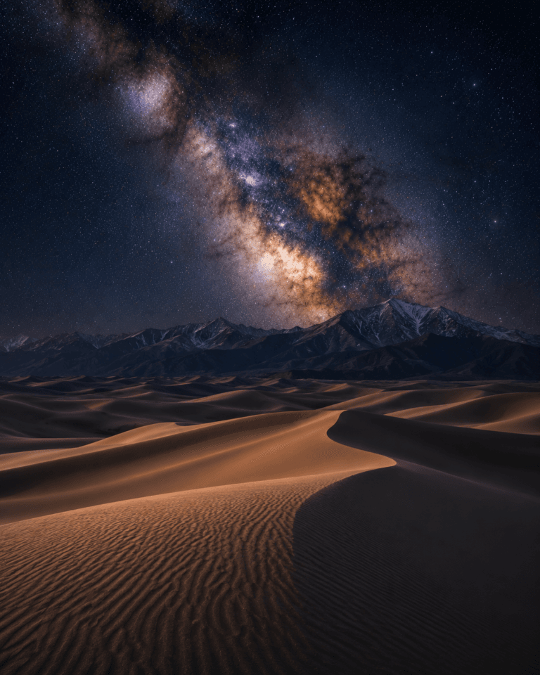 Great Sand Dunes National Park beneath the Milky Way galaxy