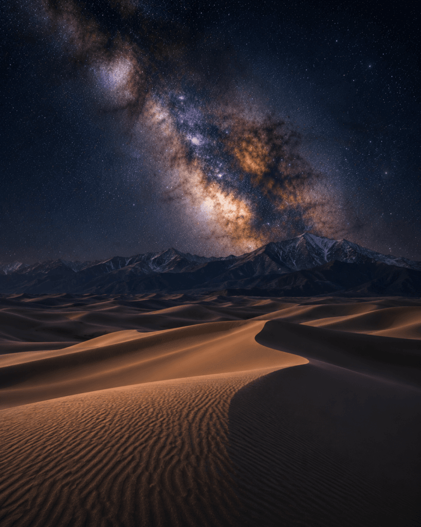 Great Sand Dunes National Park beneath the Milky Way galaxy