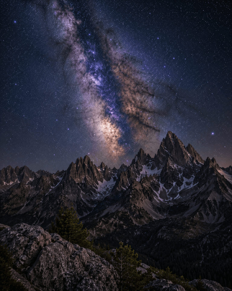 Milky Way above Idaho's Sawtooth Mountains