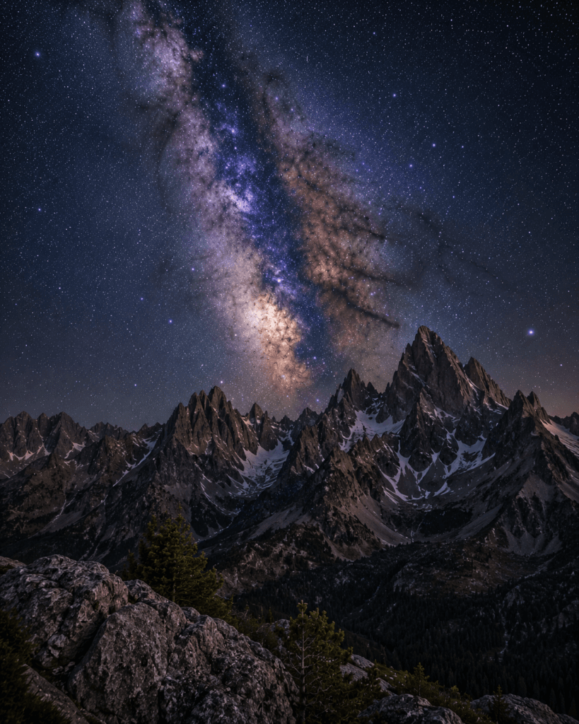 Milky Way above Idaho's Sawtooth Mountains