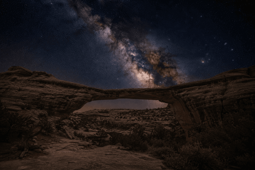 Natural Bridges National Monument beneath the Milky Way galaxy