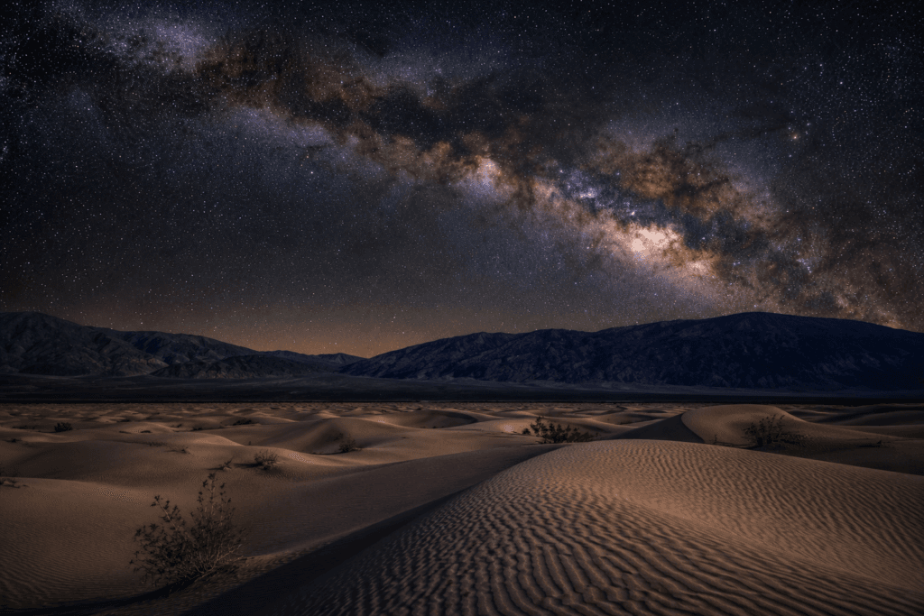Mesquite Flat Sand Dunes under a star-filled sky