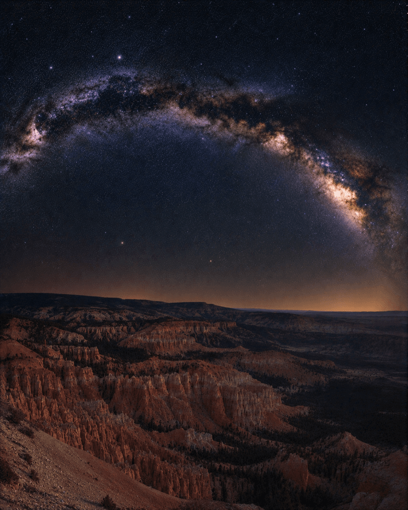 Point Supreme Overlook under a star-filled sky
