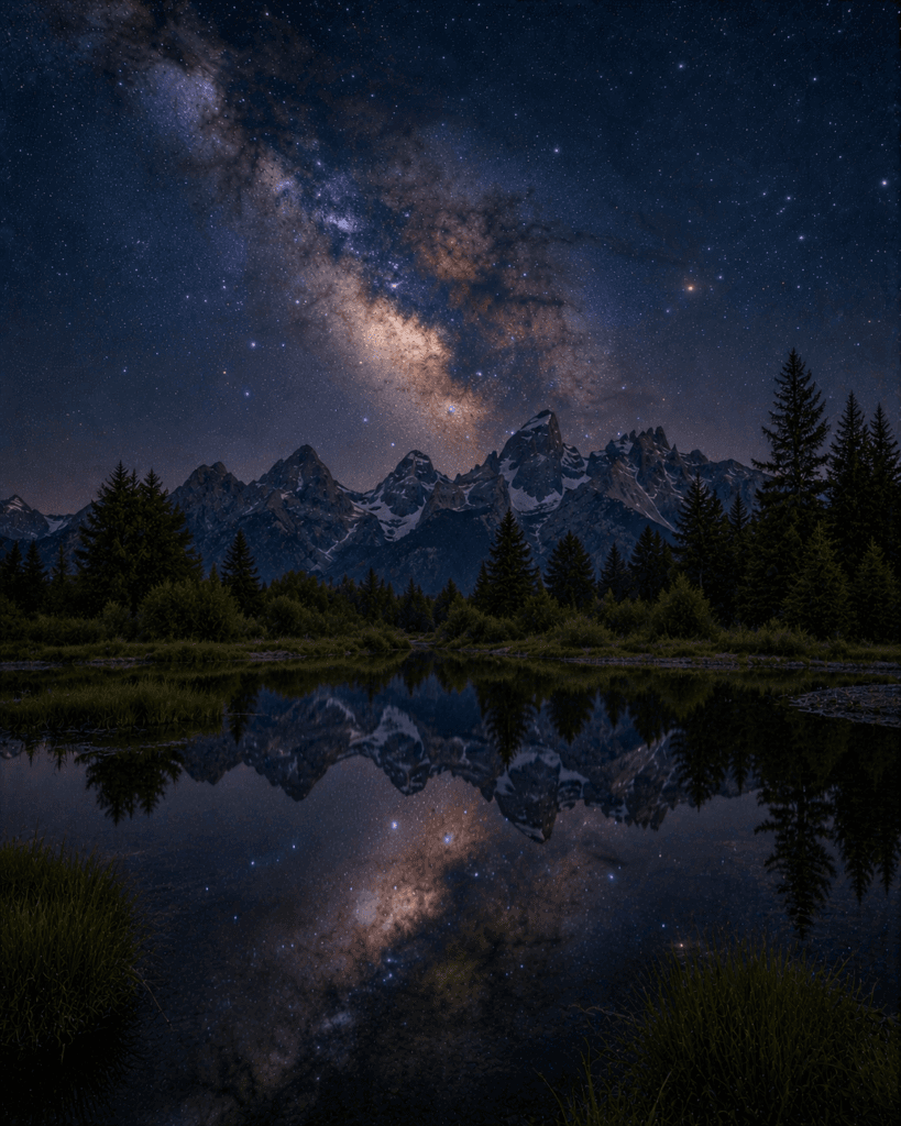 Schwabacher Landing under a star-filled sky