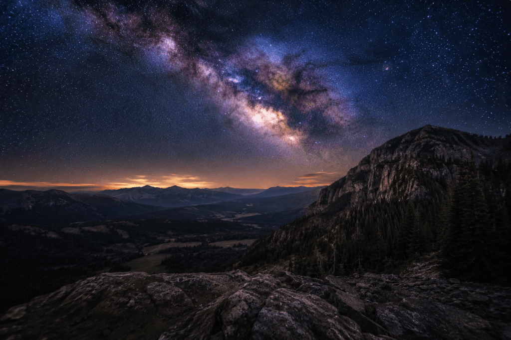 Milky Way over mountain observatory region in New Mexico