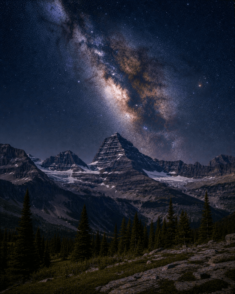 Astrophotography scene in Glacier National Park