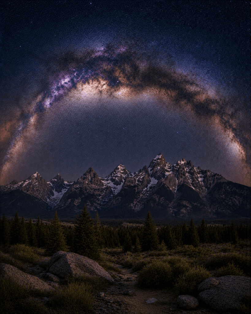 Astrophotography scene in Grand Teton National Park