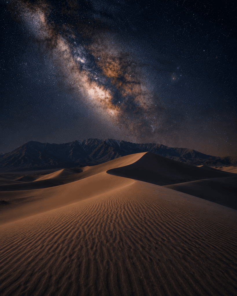 Astrophotography scene in Great Sand Dunes National Park