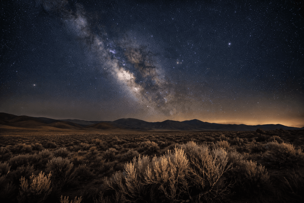 Milky Way over Idaho high desert landscape