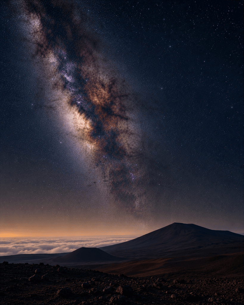 Astrophotography scene on Mauna Kea